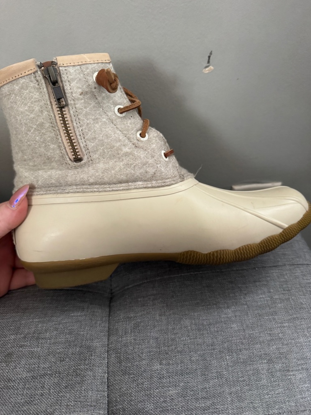 Sperry Cream and Tan Waterproof Duck Boots - Picture 10 of 13
